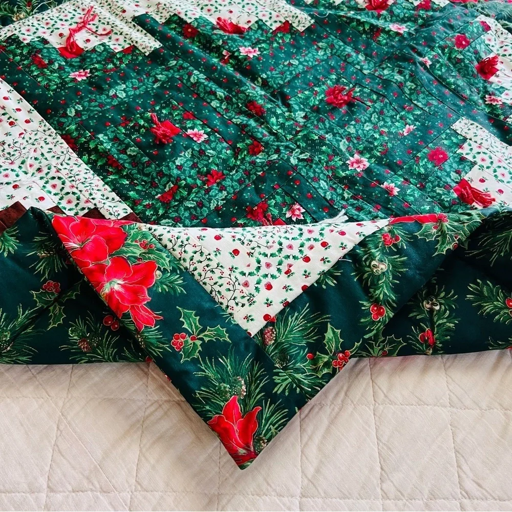 New Handmade Christmas-Themed Cotton Quilt with large, stylized Christmas tree.